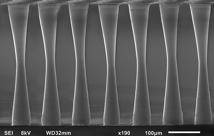 Through Glass Via (TGV) substrates - perfectly shaped vias.